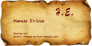 Hanus Erina névjegykártya